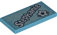 Tile 2 x 4 with 'Stephanie' and Star Pattern