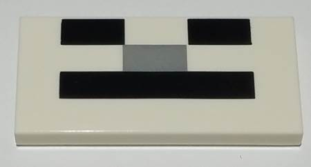 Tile 2 x 4 with Black and Light Bluish Gray Rectangles (Minecraft Skeleton Face) Pattern