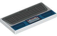 Tile 2 x 4 with Vehicle Dark Bluish Gray Grille, Dark Azure Bumper and 'B3N604' Pattern