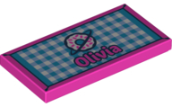 Tile 2 x 4 with 'Olivia' and Beach Towel Pattern