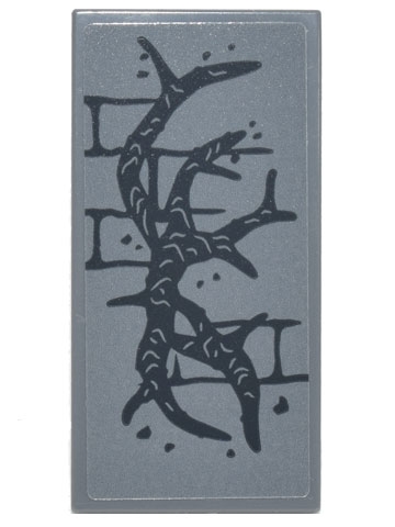 Tile 2 x 4 with Black Brick Wall Mortar and Roots Pattern (Sticker) - Set 75810