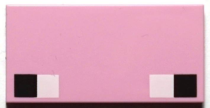 Tile 2 x 4 with Small White and Black Squares Pattern (Minecraft Pig Eyes)
