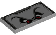 Tile 2 x 4 with Angry Red Eyes, Unibrow, Black and Dark Bluish Gray Border Pattern (Super Mario Thwomp Upper Face)