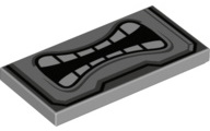 Tile 2 x 4 with Angry Mouth with White Teeth Parted, Black and Dark Bluish Gray Border Pattern (Super Mario Thwomp Lower Face)