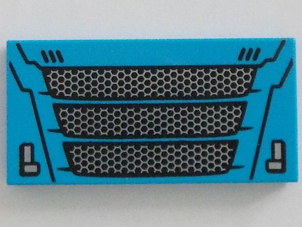 Tile 2 x 4 with Car Front Grille with Black and Silver Pattern