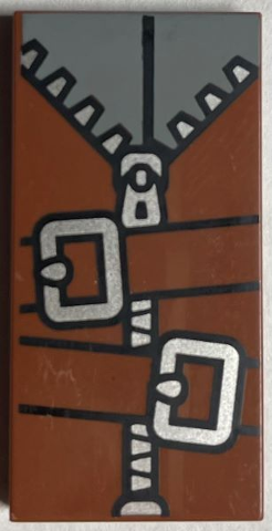 Tile 2 x 4 with Belts, Dark Bluish Gray Shirt, Silver Zipper and Buckles Pattern (BrickHeadz Alastor Moody Torso)