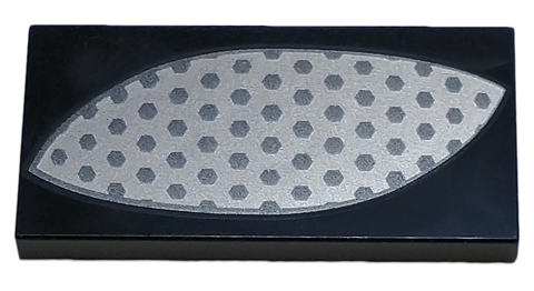 Tile 2 x 4 with Silver Hexagon Mesh Eye Cover Pattern Model Left Side