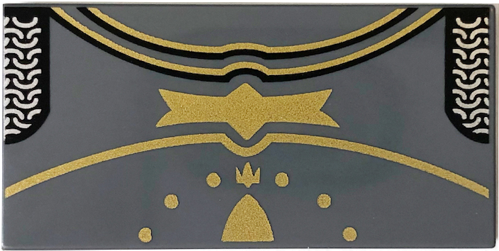 Tile 2 x 4 with Silver Chain Mail and Gold Trim and Ornaments Pattern (BrickHeadz Aragorn Torso)