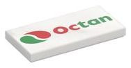 Tile 2 x 4 with Green and Red 'Octan' Logo Pattern