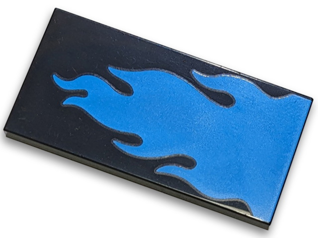 Tile 2 x 4 with Dark Azure Flame Pattern