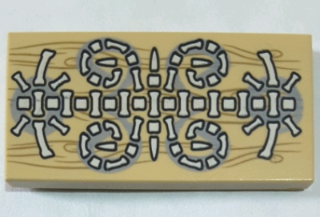 Tile 2 x 4 with Bones Design over Wood Grain Pattern