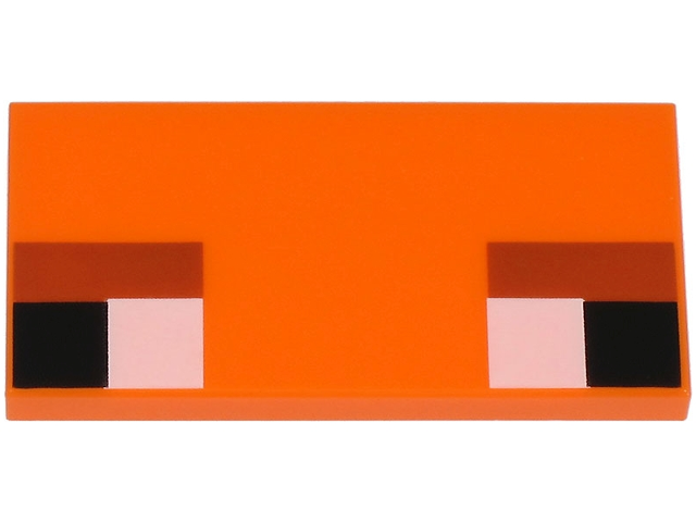 Tile 2 x 4 with White and Black Squares and Dark Orange Rectangles Pattern (Minecraft Baby Fox Eyes)