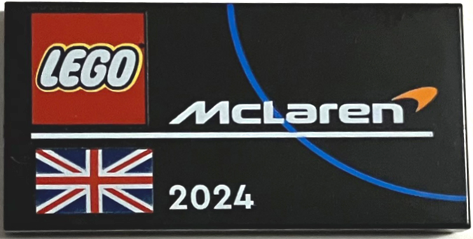 Tile 2 x 4 with LEGO and McLaren Logos, United Kingdom Flag (Union Jack) and White '2024' Pattern