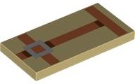 Tile 2 x 4 with Pixelated Dark Orange Straps and Silver Buckle Pattern (Minecraft Camel Harness)