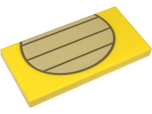 Tile 2 x 4 with Tan Partial Circle with Dark Tan Lines Pattern (Super Mario Roy Stomach)