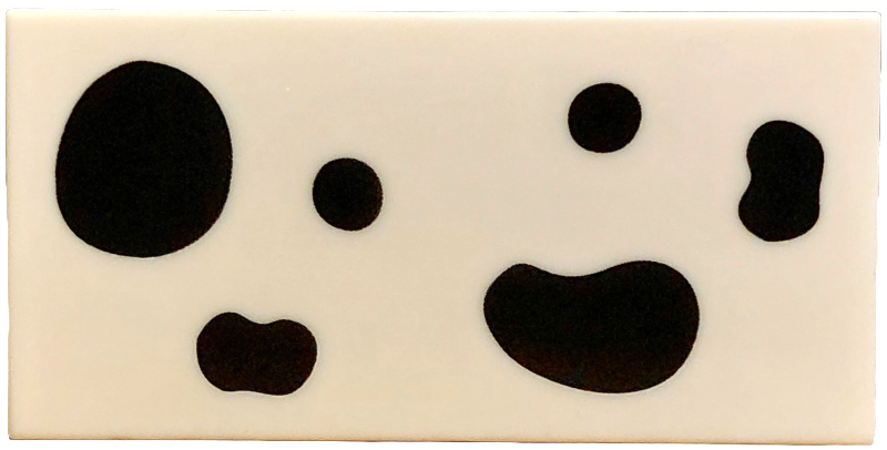 Tile 2 x 4 with 6 Black Dalmatian Spots Pattern