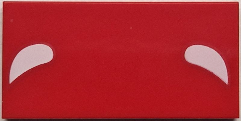 Tile 2 x 4 with 2 White Drops Pattern (BrickHeadz Red Panda Mei Eyebrows)