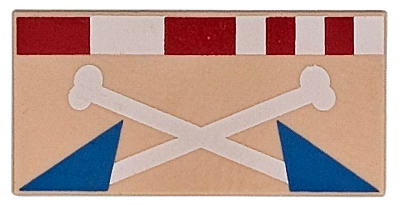 Tile 2 x 4 with White Crossbones, Dark Azure Triangles, Red and White Striped Headband Pattern (BrickHeadz Buggy the Clown Upper Face)