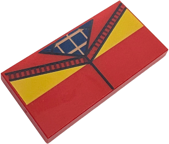 Tile 2 x 4 with Vest with Yellow Triangles, Dark Blue Checkered Shirt and Black Collar Lines Pattern (BrickHeadz Will Torso)