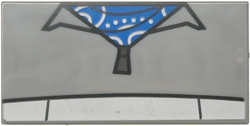 Tile 2 x 4 with Cropped Shirt with Wide Collar and Zipper, Blue and White Bandana Pattern (BrickHeadz Eleven Torso)