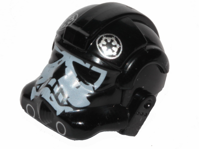 Minifigure, Headgear Helmet SW Stormtrooper Type 2, Black Ace Skull Pattern