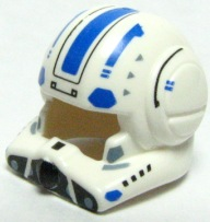 Minifigure, Headgear Helmet SW Clone Pilot with Open Visor with Blue Stripe, Hexagons and Markings Pattern