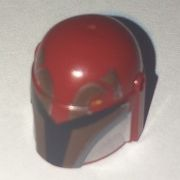 Minifigure, Headgear Helmet with Holes, SW Mandalorian with Dark Brown Facial Details Pattern