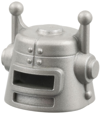 Minifigure, Headgear Helmet Robot with Eye Slot and Antennas
