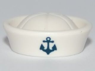 Minifigure, Headgear Hat, Sailor with Dark Blue Anchor Pattern