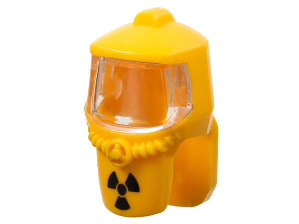 Minifigure, Headgear Hood Hazard Suit with Trans-Clear Face Shield and Black Radioactivity Warning Pattern