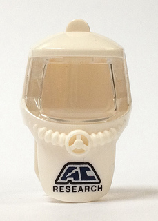 Minifigure, Headgear Hood Hazard Suit with Trans-Clear Face Shield and 'AC RESEARCH' Pattern