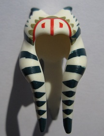 Minifigure, Headgear Headdress SW Togruta Montrals Long with Dark Blue Stripes, Olive Green and Red Markings Pattern (Shaak Ti)