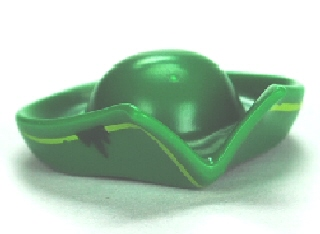 Minifigure, Headgear Hat, Pirate Circular with Fold in Brim and Lime Line Around Brim Pattern