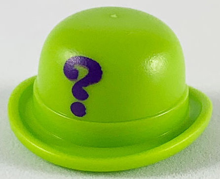 Minifigure, Headgear Hat, Bowler with Dark Purple Question Mark Large Pattern