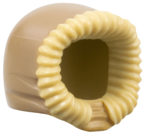 Minifigure, Headgear Hood Fur-lined, Short with Dark Tan Hood and Chin Strap Pattern