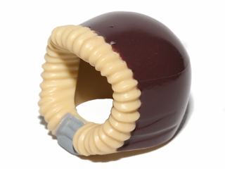 Minifigure, Headgear Hood Fur-lined, Short with Dark Brown Hood, Light Bluish Gray Chin Strap  Pattern