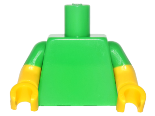 Torso Plain / Yellow Arms with Molded Bright Green Short Sleeves Pattern / Yellow Hands