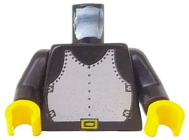 Torso Castle Silver Breastplate Armor, Black Belt with Yellow Buckle Pattern / Black Arms / Yellow Hands