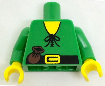 Torso Castle Forestman Shirt with Laces, Black Belt with Buckle, Dark Brown Pouch, Yellow Neck Pattern, Inside with Ribs (Reissue) / Green Arms / Yellow Hands