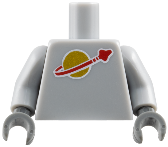 Torso with Classic Space Logo High on Torso Pattern, Inside with Ribs (second reissue) / Light Bluish Gray Arms / Dark Bluish Gray Hands