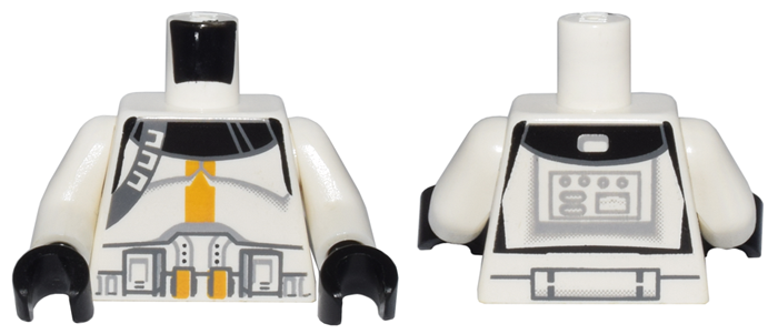 Torso SW Armor Clone Trooper with Dark Yellow Stripe Pattern / White Arms / Black Hands