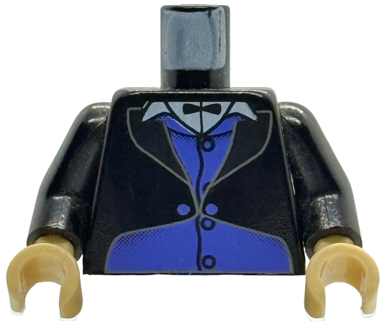 Torso Harry Potter Goblin 1 with Jacket and Black Vest over Purple Shirt and Black Bow Tie Pattern / Black Arms / Tan Hands