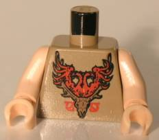 Torso with Durmstrang Coat of Arms Light Brown Stag Head and Red Eagle with 2 Heads Pattern / Light Nougat Arms / Light Nougat Hands