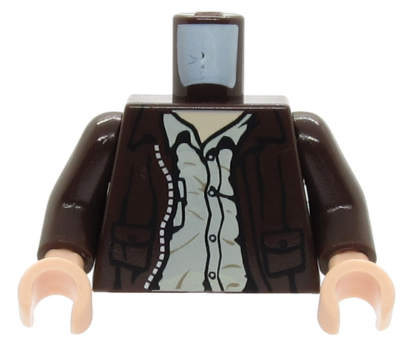 Torso Indiana Jones Leather Jacket, Button Down Shirt Pattern / Dark Brown Arms / Light Nougat Hands