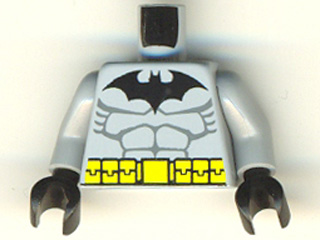 Torso Batman Logo with Muscles and Yellow Belt Pattern / Light Bluish Gray Arms / Black Hands