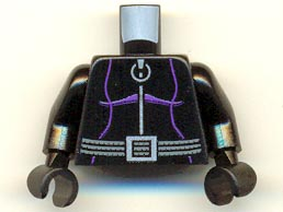 Torso Batman Purple Female Outline, Ring Zipper Pull, Gray 3-Cord Belt Pattern / Black Arms / Black Hands