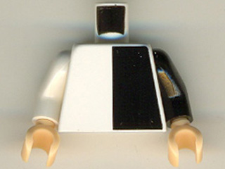 Torso Batman Shirt with Black Half Panel Pattern / Black Arm Left / White Arm Right / Light Nougat Hands