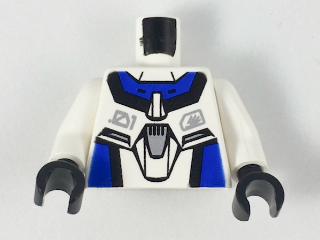 Torso Exo-Force Blue Panels with Black Edges with Dark Gray Badge Pattern / White Arms / Black Hands