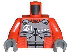 Torso Exo-Force Dark Gray Body Armor with Four Stars Pattern / Red Arms / Dark Bluish Gray Hands