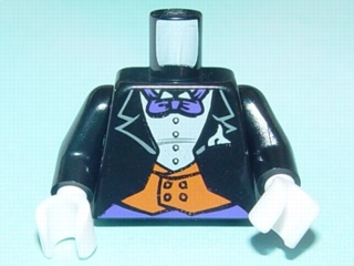 Torso Batman Suit with Orange Vest, Purple Bow Tie Pattern / Black Arms / White Hands